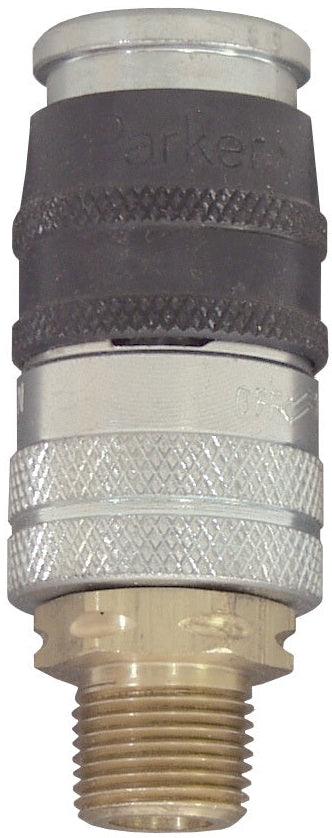 DC21SE by Parker / Dixon Valve | Pneumatic E-Z-Mate Industrial Coupler/Socket | 1/4" Male NPT x 1/4" Body Size | Steel