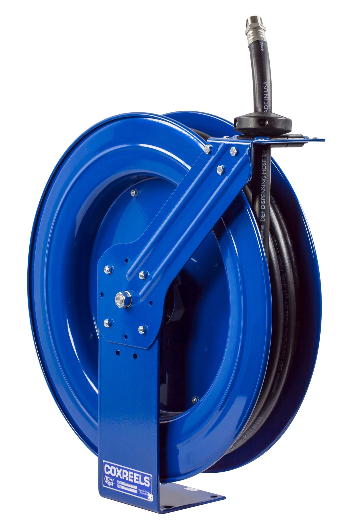 SH-N-525-DF-BBX by Coxreels | SH-DEF Series | 300 PSI Spring Driven Hose Reel for DEF | 3/4" Hose ID, 3/4" FNPT Inlet x 3/4" MNPT Hose End | Steel | 25ft EPDM Hose Included
