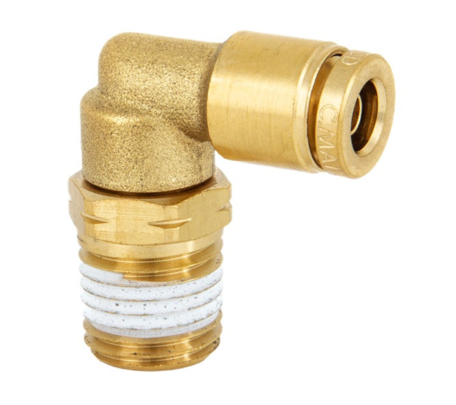 DOT-BRME90S-0406 Kuri-Tec ENDURE™ by Kuriyama | DOT-BRME90S Series | DOT Air Brake Push-to-Connect Swivel Fitting | 90° Elbow | 1/4" Tube OD x 3/8" Male NPTF | Brass