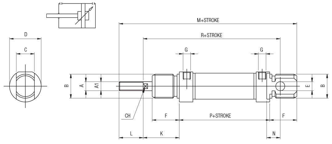 MH0160080 by AIGNEP | ISO 6432 Cylinders Series | ISO 6432 Double Acting Magnetic Cylinder | 16mm Bore x 80mm Stroke