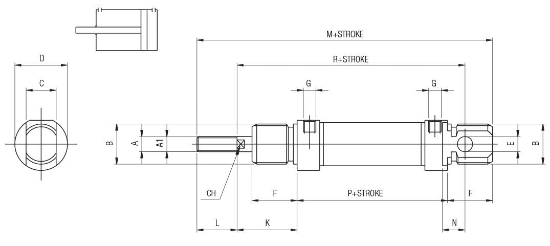 MF0200250 by AIGNEP | ISO 6432 Cylinders Series | ISO 6432 | Double Acting Magnetic Cylinder | 20mm x 250mm