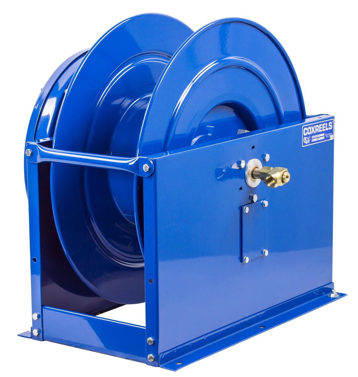DMPL-450 by Coxreels | DP Series | 3,000 PSI Dual Hose Spring Driven Hose Reel | 1/2" Hose ID, 1/2" FNPT Inlet | Steel | 50ft Capacity, Hose Not Included