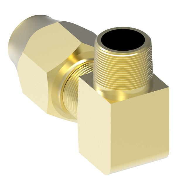 1691X4X4 by Danfoss | SelfAlign Adapter | Male 90° Elbow | Long Nut | 1/4" Tube OD x 1/4" Male NPTF | Brass
