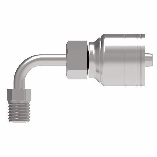 1AA3MFB4 Aeroquip by Danfoss | 1 & 2 Wire TTC Male SAE Inverted Flare Swivel 90° Elbow (MFB) Crimp Fitting | -03 Male SAE Inverted Flare Swivel x -04 Hose Barb | Steel