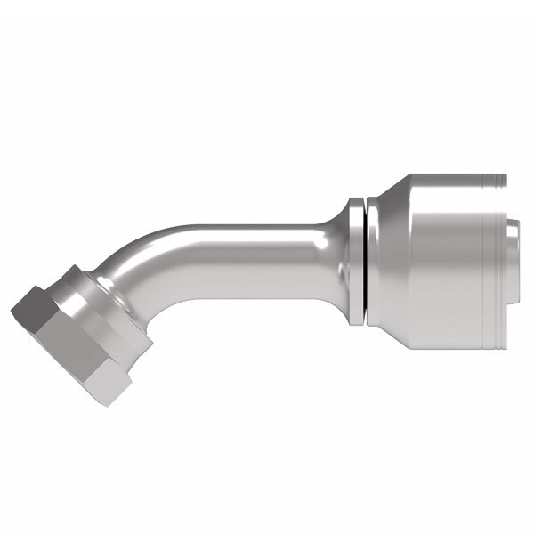 1A12FRA12TZ Aeroquip by Danfoss | Female ORS Swivel 45° Elbow (FRA) Crimp Fitting | -12 Female O-Ring Face Seal Swivel x -12 Hose Barb | Zinc-Nickel Plated Steel