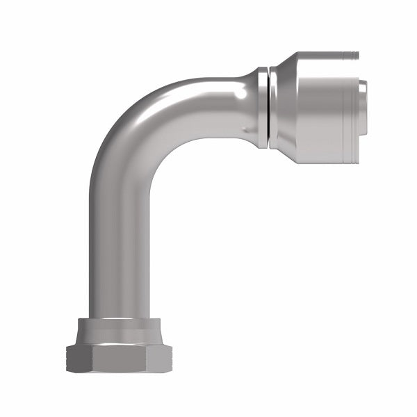 1A20FRC20 Aeroquip by Danfoss | Female ORS Swivel Long Drop 90° Elbow (FRC) Crimp Fitting | -20 Female O-Ring Face Seal Swivel x -20 Hose Barb | Steel