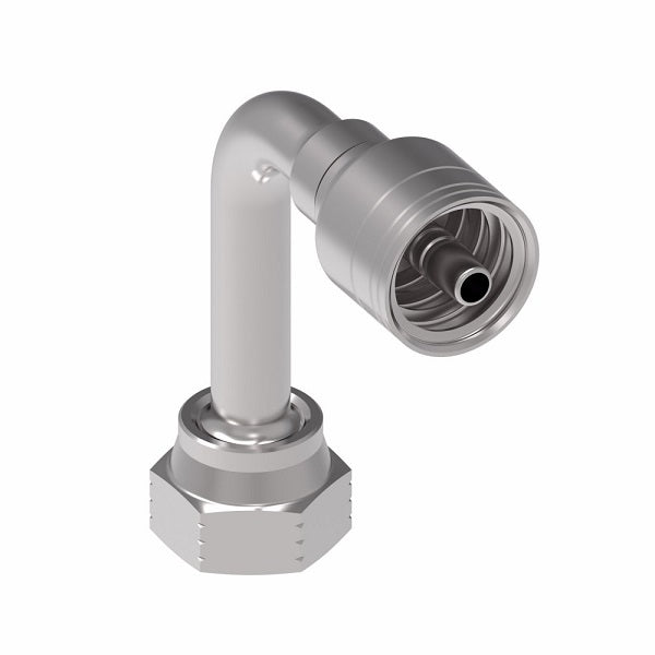 1A10FRC10 Aeroquip by Danfoss | Female ORS Swivel Long Drop 90° Elbow (FRC) Crimp Fitting | -10 Female O-Ring Face Seal Swivel x -10 Hose Barb | Steel