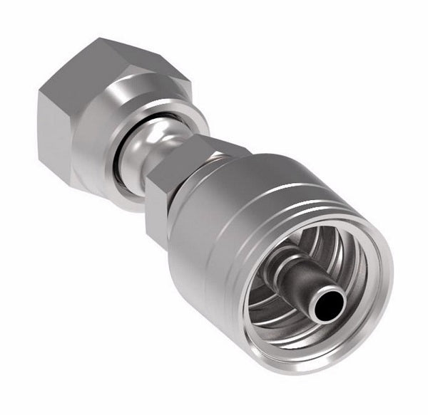 1A16FR20 Aeroquip by Danfoss | Female ORS Swivel (FR) Crimp Fitting | -16 Female O-Ring Face Seal Swivel x -20 Hose Barb | Steel