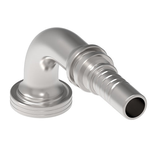 1W20FHB20 Aeroquip by Danfoss | SAE Code 62 Flange Nipple for Six Spiral Hose | 90° Elbow | -20 SAE Code 62 Flange x -20 Hose Barb | Steel