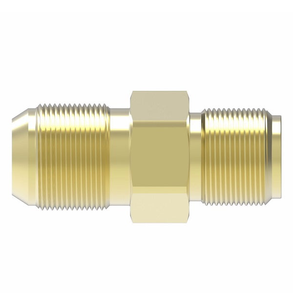 200001-7-8B Aeroquip by Danfoss | 42° Inverted Flare/37° Flare Adapter | -07 Male 42° Inverted Flare x -08 Male 37° JIC Flare | Brass