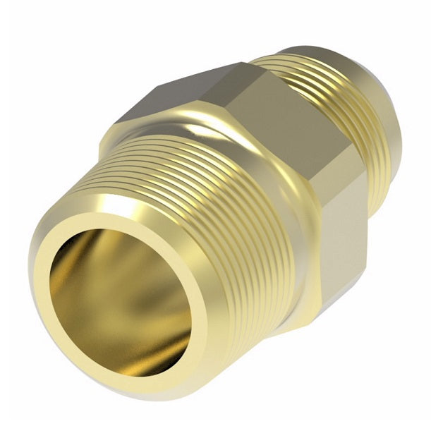 2000-12-12B Aeroquip by Danfoss | External Pipe/45° Flare Adapter | -12 Male NPTF x -12 Male SAE 45° Flare | Brass
