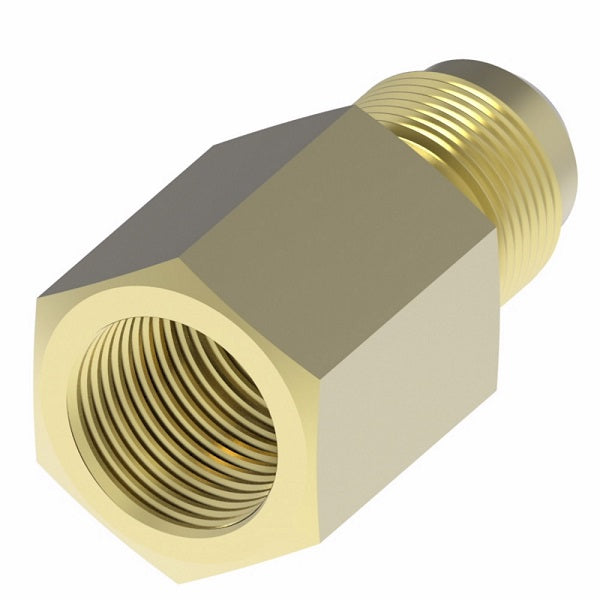 2001-8-8B Aeroquip by Danfoss | Internal Pipe/45° Flare Adapter | -08 Female NPTF x -08 Male SAE 45° Flare | Brass