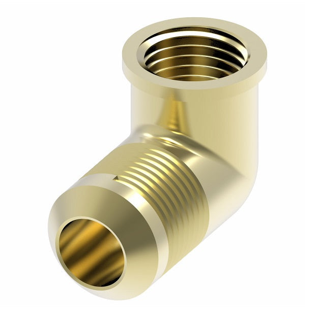 2002-2-4B Aeroquip by Danfoss | Internal Pipe/45° Flare 90° Elbow Adapter | -02 Female NPTF x -04 Male SAE 45° Flare | Brass