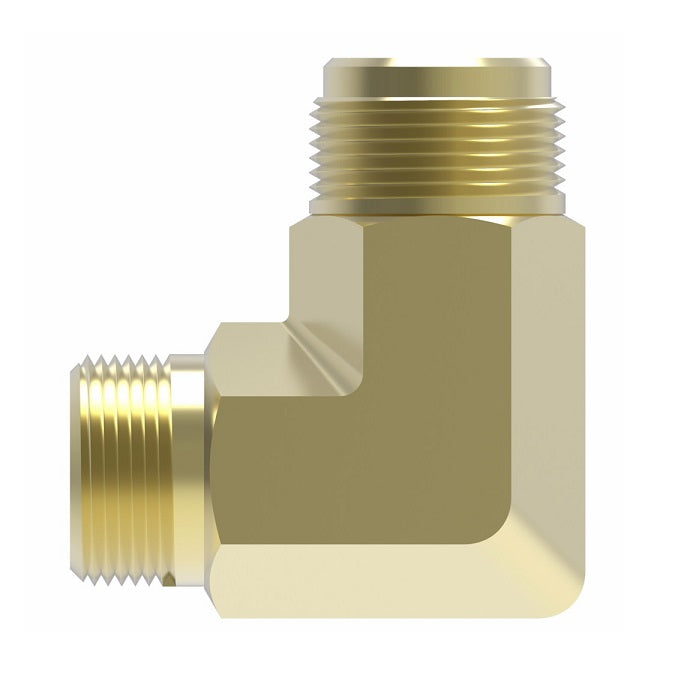 2003-6-8B Aeroquip by Danfoss | External Pipe/45° Flare 90° Elbow Adapter | -06 Male NPTF x -08 Male SAE 45° Flare | Brass