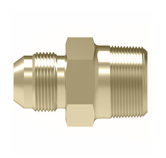 2021-8-8B Aeroquip by Danfoss | External Pipe/37° JIC Flare Adapter | -08 Male NPTF x -08 Male SAE 37° JIC Flare | Brass