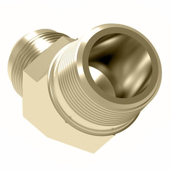 2023-16-16B Aeroquip by Danfoss | External Pipe/37° JIC Flare 45° Elbow Adapter | -16 Male NPTF x -16 Male JIC | Brass