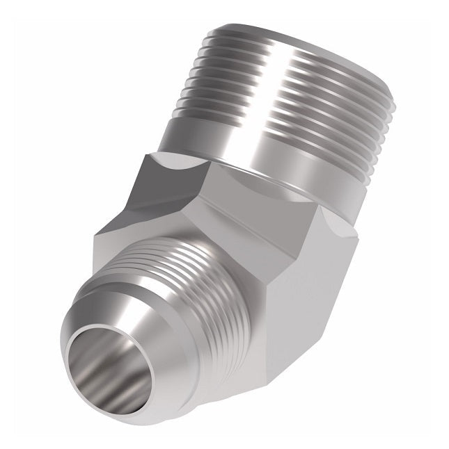 2023-8-6S Aeroquip by Danfoss | External Pipe/37° JIC Flare 45° Elbow Adapter | -08 Male NPTF x -06 Male JIC | Steel