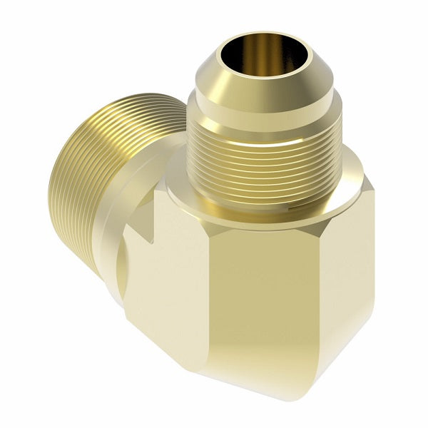 2024-2-6B Aeroquip by Danfoss | External Pipe/37° JIC Flare 90° Elbow Adapter | -02 Male NPTF x -06 Male 37° JIC Flare | Brass
