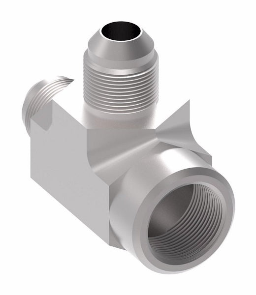 2029-4-4S Aeroquip by Danfoss | Internal Pipe Run/37° JIC Flare Tee Adapter | -04 Female NPTF x -04 Male 37° JIC Flare x -04 Male 37° JIC Flare | Steel