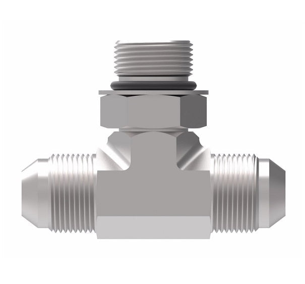 203003-6-6S Aeroquip by Danfoss | SAE ORB (adj.) Branch/37° JIC Flare Tee Adapter | -06 Male SAE O-Ring Boss x -06 Male 37° JIC Flare x -06 Male 37° JIC Flare | Steel