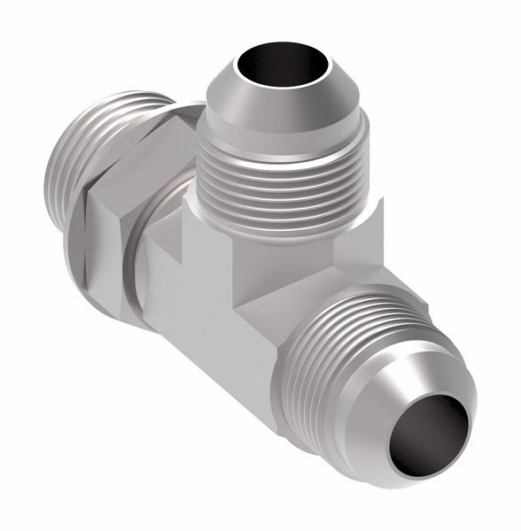 203005-4-4S Aeroquip by Danfoss | SAE ORB (adj.) Run/37° JIC Flare Tee Adapter | -04 Male SAE O-Ring Boss x -04 Male 37° JIC Flare x -04 Male 37° JIC Flare | Steel