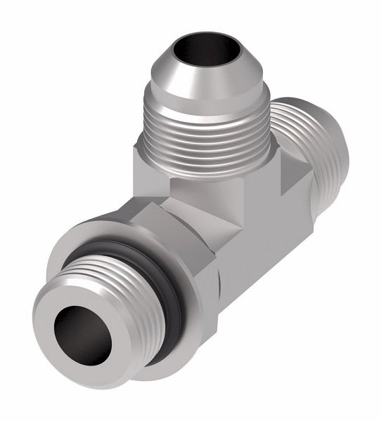 203005-12-16-16S Aeroquip by Danfoss | SAE ORB (adj.) Run/37° JIC Flare Tee Adapter | -12 Male SAE O-Ring Boss x -16 Male 37° JIC Flare x -16 Male 37° JIC Flare | Steel