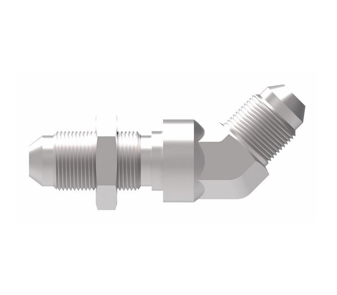 2042-6-6S Aeroquip by Danfoss | 37° Flare Bulkhead/37° Flare 45° Elbow Adapter | -06 Male 37° JIC Flare Bulkhead x -06 Male 37° JIC Flare | Steel