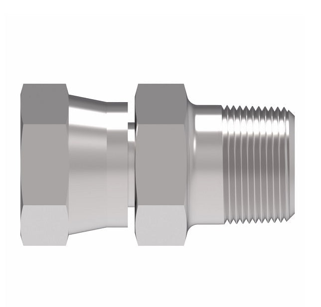 2045-12-8S Aeroquip by Danfoss | Internal Pipe Swivel (NPSM)/External Pipe Straight Adapter | -12 Female NPSM x -08 Male NPTF | Steel