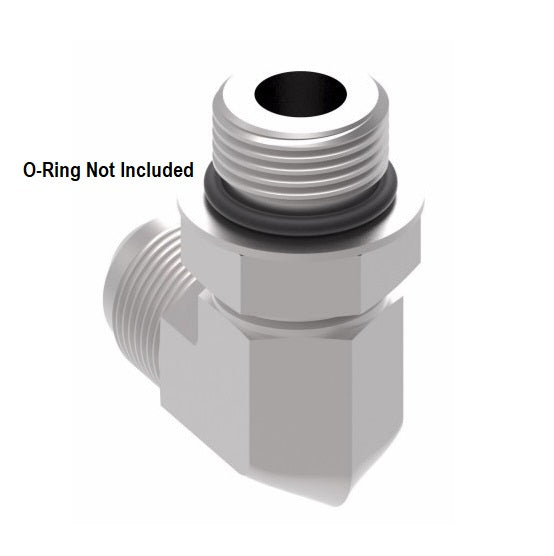2062-1-8-8S Aeroquip by Danfoss | SAE ORB (adj.)/37° JIC Flare 90° Elbow Adapter (without O-Ring) | -08 Male SAE O-Ring Boss x -08 Male 37° JIC Flare | Steel