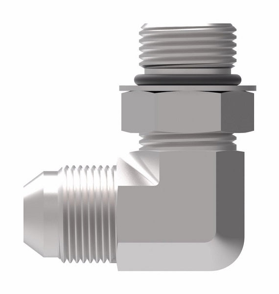 2062-12-20S Aeroquip by Danfoss | SAE ORB (adj.)/37° JIC Flare 90° Elbow Adapter | -12 Male SAE O-Ring Boss x -20 Male 37° JIC Flare | Steel
