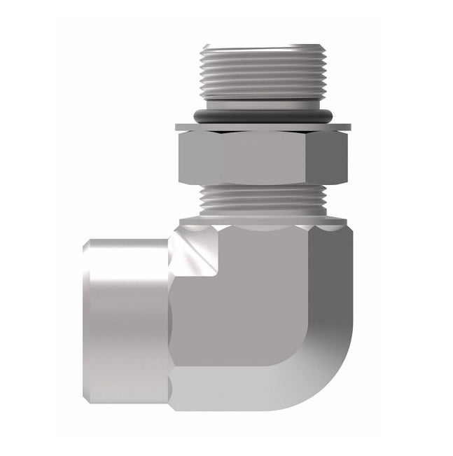 206801-8-8S Aeroquip by Danfoss | Internal Pipe/SAE ORB (Adj.) 90° Elbow Adapter | -08 Female NPTF x -08 Male SAE O-Ring Boss | Steel