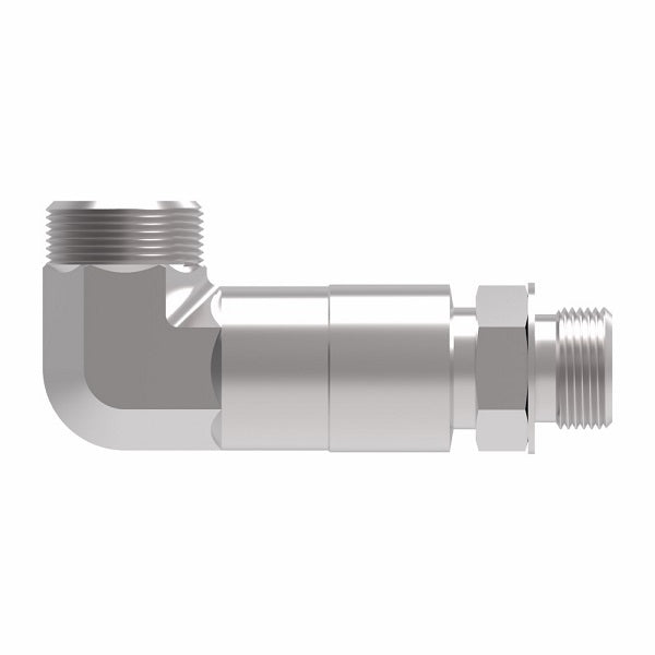 206804-16-16S Aeroquip by Danfoss | Internal Pipe/SAE ORB (Adj.) 90° Elbow Adapter | -16 Female NPTF x -16 Male SAE O-Ring Boss | Steel