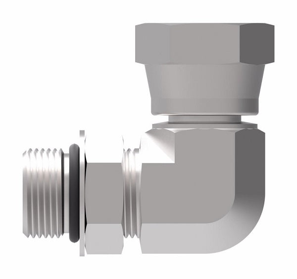 2068-8-8S Aeroquip by Danfoss | Internal Pipe NPSM Swivel/SAE ORB (Adj.) 90° Elbow Adapter | -08 Female NPSM x -08 Male SAE O-Ring Boss | Steel