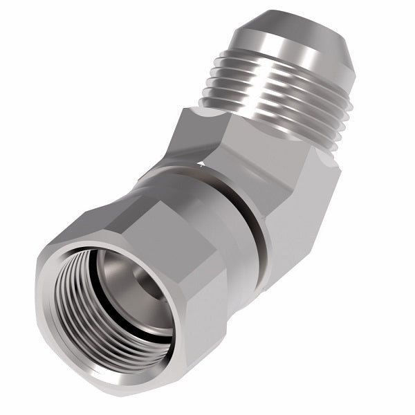 2070-24-24S Aeroquip by Danfoss | 37° Flare Swivel/37° Flare 45° Elbow Adapter | -24 Female 37° JIC Flare Swivel x -24 Male 37° JIC Flare | Steel