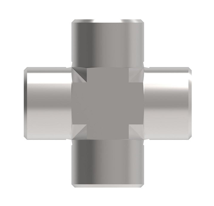 2080-2-2S Aeroquip by Danfoss | Internal Pipe Cross Adapter | -02 Female NPTF x -02 Female NPTF x -02 Female NPTF x -02 Female NPTF | Steel