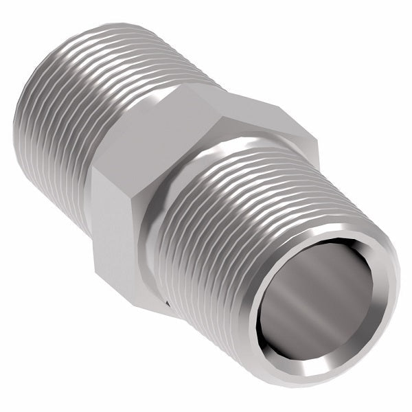 259-2083-4-2 Aeroquip by Danfoss | Nipple External Pipe/External Pipe Adapter | -04 Male NPTF x -02 Male NPTF | Stainless Steel