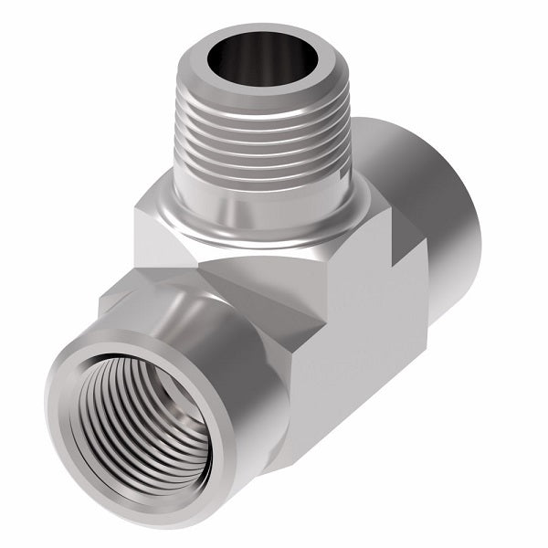 2091-6-6S Aeroquip by Danfoss | External Pipe Branch/Internal Pipe Tee Adapter | -06 Female NPTF x -06 Female NPTF x -06 Male NPTF | Steel