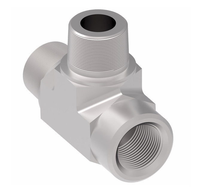2093-6-6S Aeroquip by Danfoss | External Pipe/Internal Pipe Run Tee Adapter | -06 Male NPTF x -06 Female NPTF x -06 Male NPTF | Steel