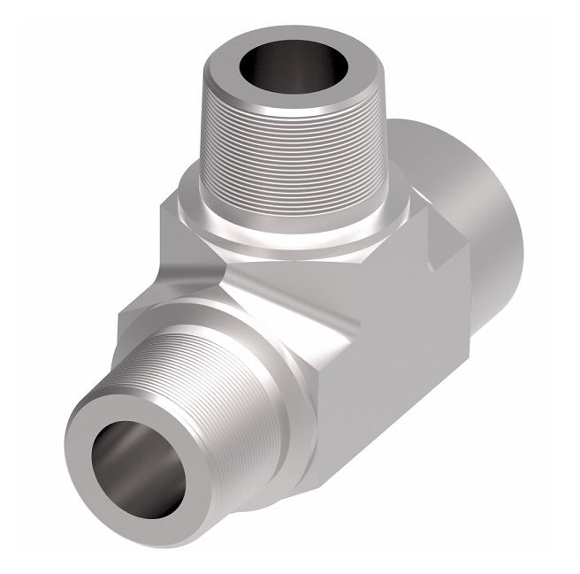 2093-6-6S Aeroquip by Danfoss | External Pipe/Internal Pipe Run Tee Adapter | -06 Male NPTF x -06 Female NPTF x -06 Male NPTF | Steel