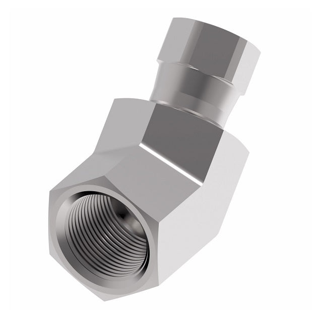 2243-8-10S Aeroquip by Danfoss | Internal Pipe/37° JIC Flare Swivel 45° Elbow Adapter | -08 Female NPTF x -10 Female JIC | Steel