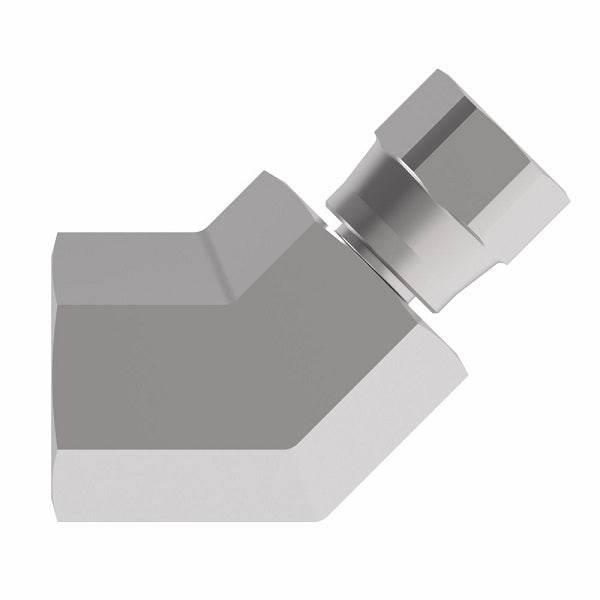 2243-8-10S Aeroquip by Danfoss | Internal Pipe/37° JIC Flare Swivel 45° Elbow Adapter | -08 Female NPTF x -10 Female JIC | Steel