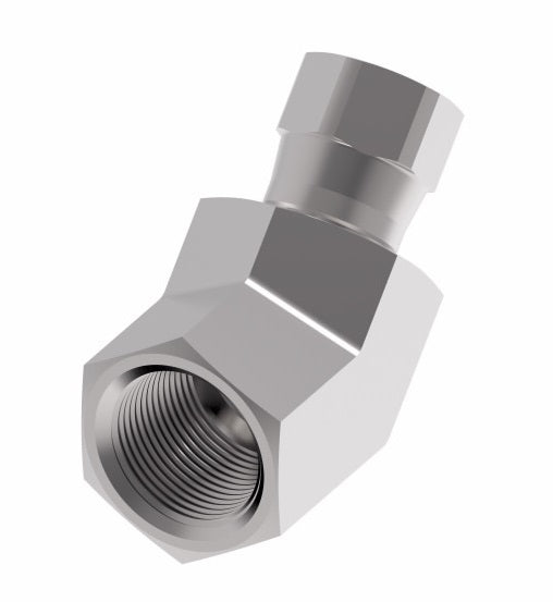 2243-8-10S Aeroquip by Danfoss | Internal Pipe/37° JIC Flare Swivel 45° Elbow Adapter | -08 Female NPTF x -10 Female JIC | Steel