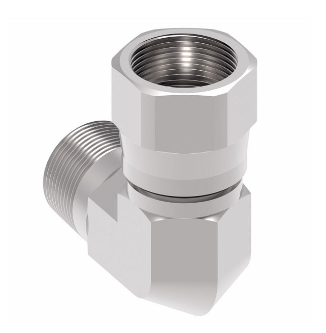 2250-20-20S Aeroquip by Danfoss | External Pipe/37° JIC Flare Swivel 90° Elbow Adapter | -20 Male NPTF x -20 Female 37° JIC Flare | Steel