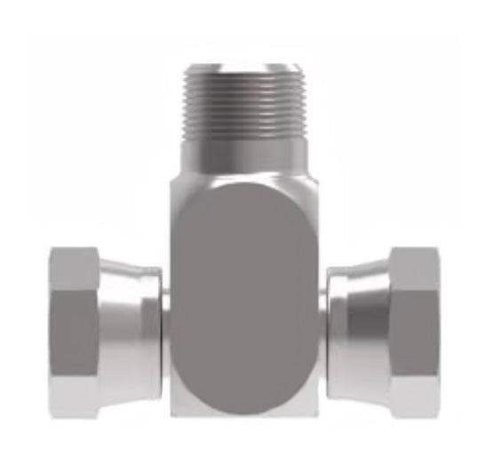 2254-4-6S Aeroquip by Danfoss | Internal Pipe Swivel (NPSM)/External Pipe Branch Tee Adapter | -04 Female NPSM x -04 Female NPSM x -06 Male NPTF | Steel