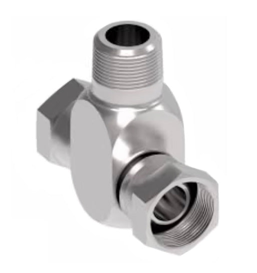 2254-4-6S Aeroquip by Danfoss | Internal Pipe Swivel (NPSM)/External Pipe Branch Tee Adapter | -04 Female NPSM x -04 Female NPSM x -06 Male NPTF | Steel