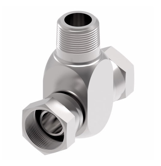 2254-6-6S Aeroquip by Danfoss | Internal Pipe Swivel (NPSM)/External Pipe Branch Tee Adapter | -06 Female NPSM x -06 Female NPSM x -06 Male NPTF | Steel