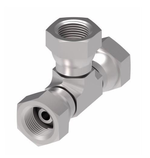 2255-4-4S Aeroquip by Danfoss | Internal Pipe Swivel (NPSM) Tee Adapter | -04 Female NPSM x -04 Female NPSM x -04 Female NPSM | Steel