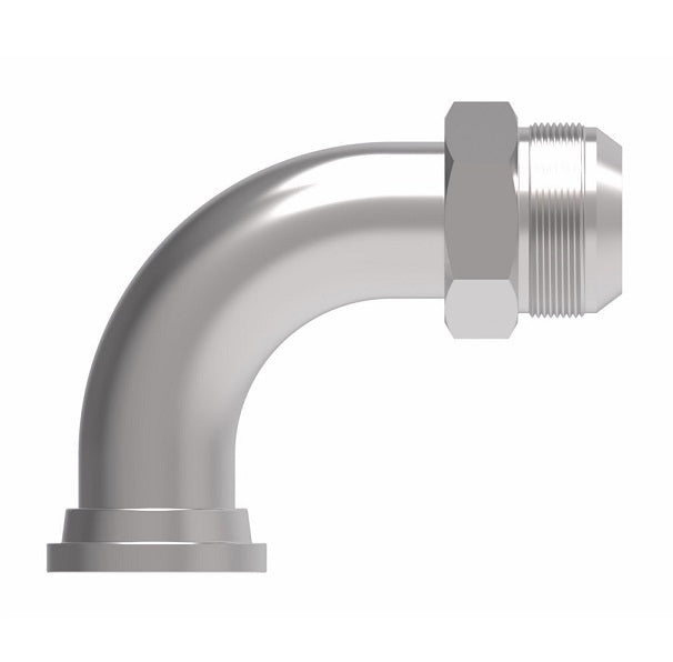FF5162-2420S Aeroquip by Danfoss | Code 61 Split Flange/37° JIC Flare Long 90° Elbow Adapter | Standard Pressure Series | -24 Code 61 Split Flange x -20 Male 37° JIC Flare | Steel