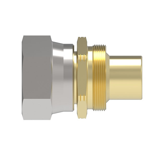 63-185535-24 Aeroquip by Danfoss | Reusable PTFE Hose Fitting | Nipple Assembly | -24 Female 37° JIC Flare Swivel x -24 Reusable Hose End | Brass & Steel