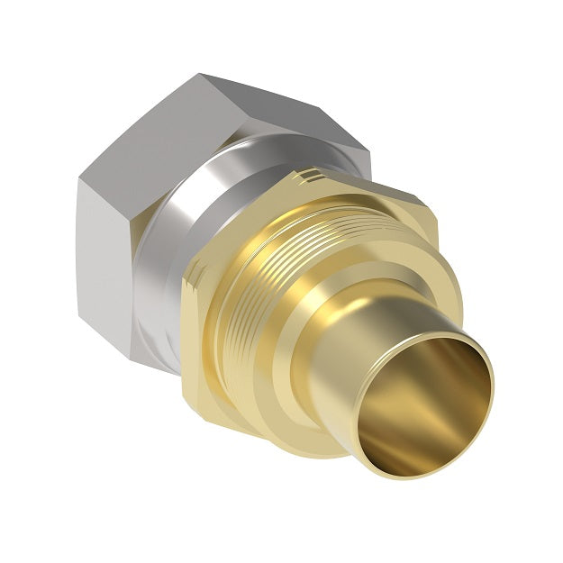 63-185535-24 Aeroquip by Danfoss | Reusable PTFE Hose Fitting | Nipple Assembly | -24 Female 37° JIC Flare Swivel x -24 Reusable Hose End | Brass & Steel